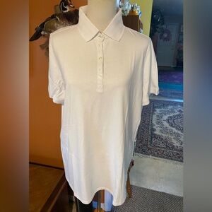 White Cotton Polo Shirt - Classic Button Placket